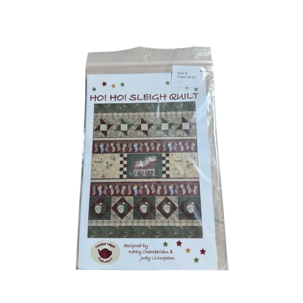 Ho! Ho! Sleigh Quilt Pattern‎ 30.5" 43.5" Cracked Teapot Wall Quilt Holiday READ